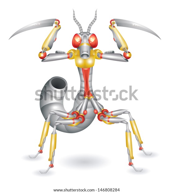 Illustration Fantastic Battle Robotmantis Stock Vector Royalty Free