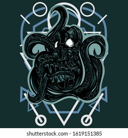 
illustration of a fantasy animal monster using a sacred geometry background