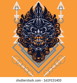 
illustration of a fantasy animal monster using a sacred geometry background