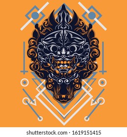 
illustration of a fantasy animal monster using a sacred geometry background