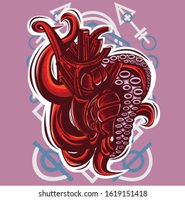 
illustration of a fantasy animal monster using a sacred geometry background