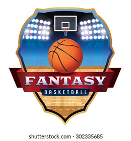 An illustration for a fantasy basketball, court, and hoop emblem. Vector EPS 10 available. EPS file contains transparencies and gradient mesh.