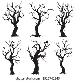 Illustration fantasy bold decorative trees silhouettes