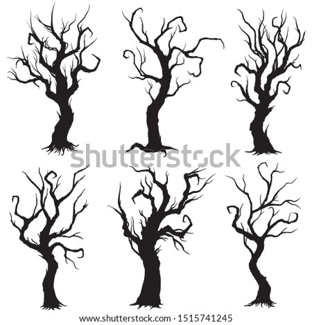 Illustration fantasy bold decorative trees silhouettes