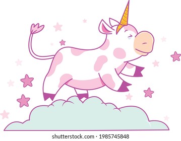 an illustration of fantasy creature "moonicorn pink"