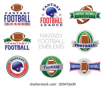 Illustration of Fantasy Football emblem and badges. Vector EPS 10 contains transparencies.