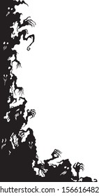 Illustration fantasy grotesque corner with ghost creatures