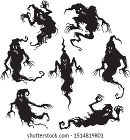 Illustration fantasy grotesque. ghost spooky creatures.