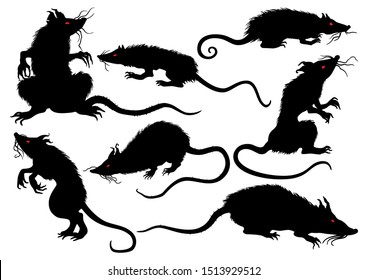 Illustration fantasy grotesque rats with red eyes