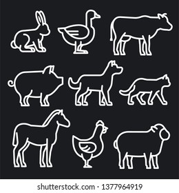 illustration of the farm animals icon set