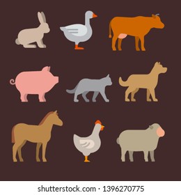 illustration of the farm animals icon set