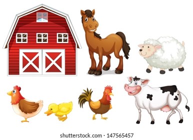 Illustration of the farm animals on a white background