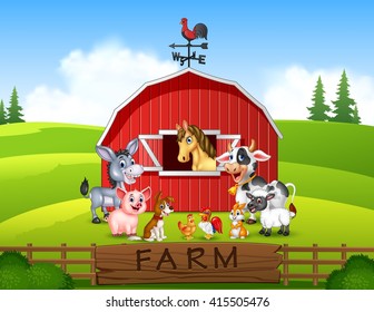 Illustration Farm background with animals