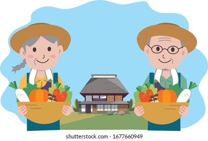 Ilustración de una pareja de agricultores