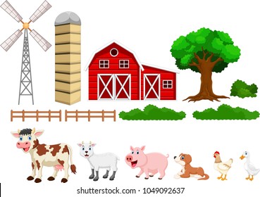 Illustration of farm set isolated on white background