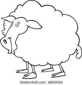 illustration of farm sheep for coloring book