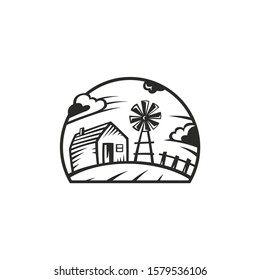 illustration farm vintage logo design