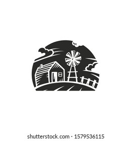 illustration farm vintage logo design