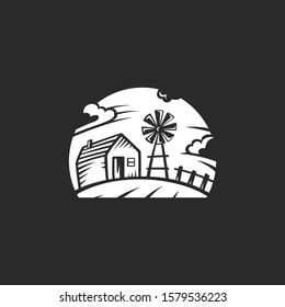 illustration farm vintage logo design