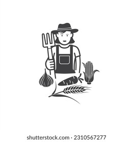 ilustración de agricultor, icono de agricultor, arte vectorial.