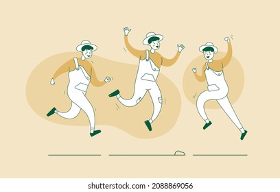 illustration of farmer jumping with excited and happy expression