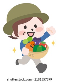 Illustration of a farmer with vegetables