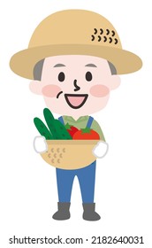 Ilustración de un agricultor con verduras