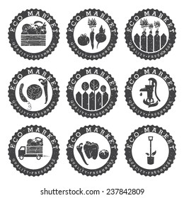 Illustration farmers eco labels. Vector