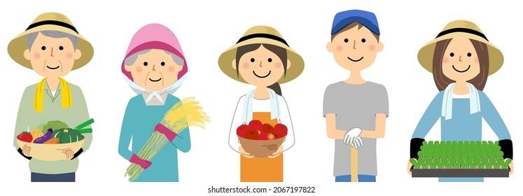 It is an illustration of farmers who make various crops.