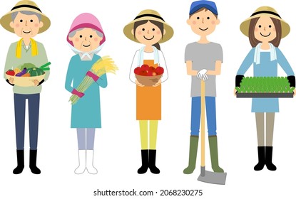 It is an illustration of farmers who make various crops.