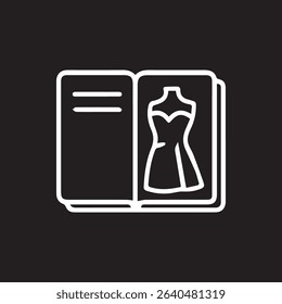 Illustration of a fashion design sketchbook featuring a dress sketch perfect for illustrating design inspiration or creative process in fashion.