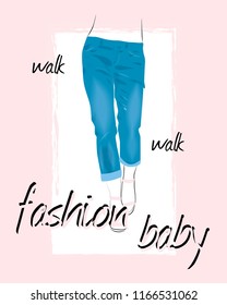 illustration of fashion slogan about walking