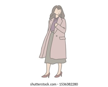 An illustration of a fashionable adult woman in winter.