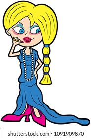 Illustration a fashionable child girl pretending to be adult lady 