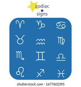 Illustration of the fashionable symbols of the 12 constellations