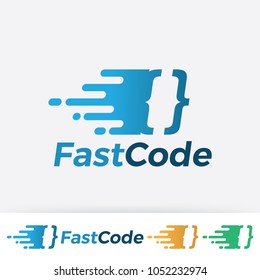 Illustration of fast code logo template.