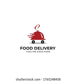 Illustration of fast delivery food logo design template