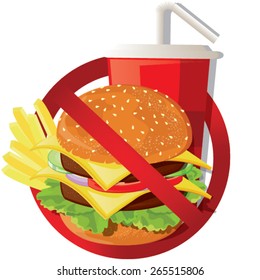 illustration. Fast food danger label