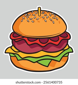 illustration of a fast food hamburger sticker for entrepreneurship