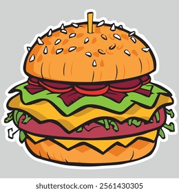 illustration of a fast food hamburger sticker for entrepreneurship