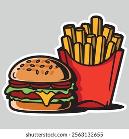 illustration of a fast food hamburger sticker for entrepreneurship