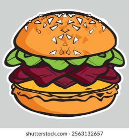 illustration of a fast food hamburger sticker for entrepreneurship