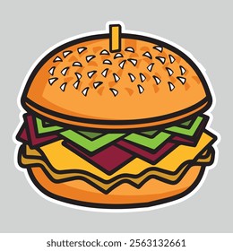 illustration of a fast food hamburger sticker for entrepreneurship