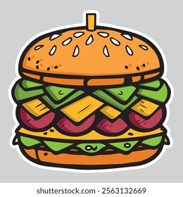 illustration of a fast food hamburger sticker for entrepreneurship