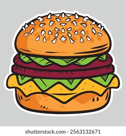 illustration of a fast food hamburger sticker for entrepreneurship