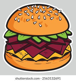 illustration of a fast food hamburger sticker for entrepreneurship