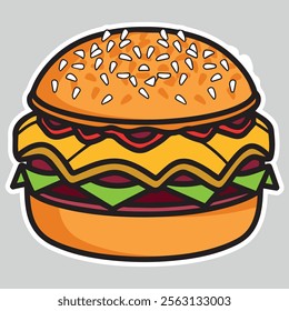 illustration of a fast food hamburger sticker for entrepreneurship