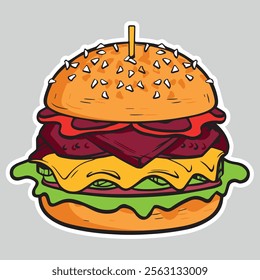 illustration of a fast food hamburger sticker for entrepreneurship