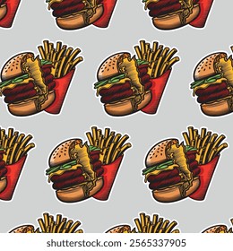 illustration of a fast food hamburger sticker for entrepreneurship