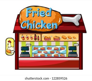 Illustration of a fast food restaurant on a white background